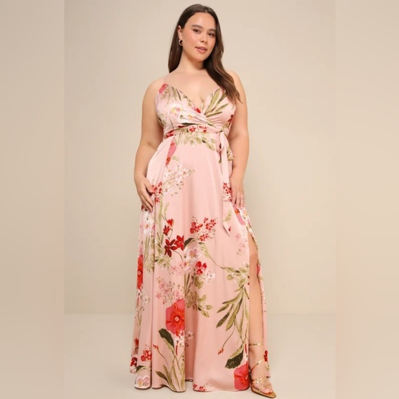 Lulu’s | NWT “Still the One” Floral Maxi Satin Strappy Dress - Picture 3 of 12
